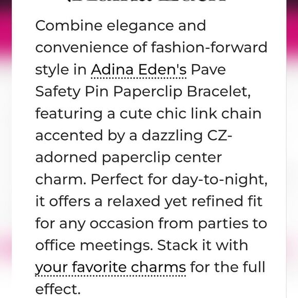ADINA EDEN Paperclip safety pin pave bracelet NEW SOLD OUT - Picture 8 of 13